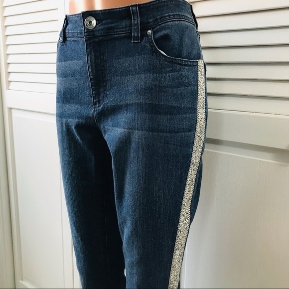 INC Embellished Indigo Skinny Leg Jeans Size 6 - Picture 2 of 10